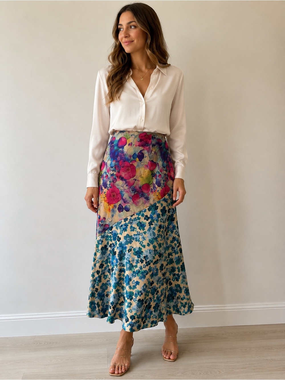 NWT Udel NY Floral Patchwork Midi Skirt